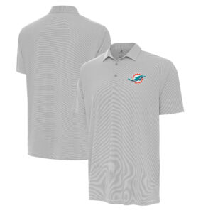 Men's Antigua Gray/White Miami Dolphins Twine Performance Polo