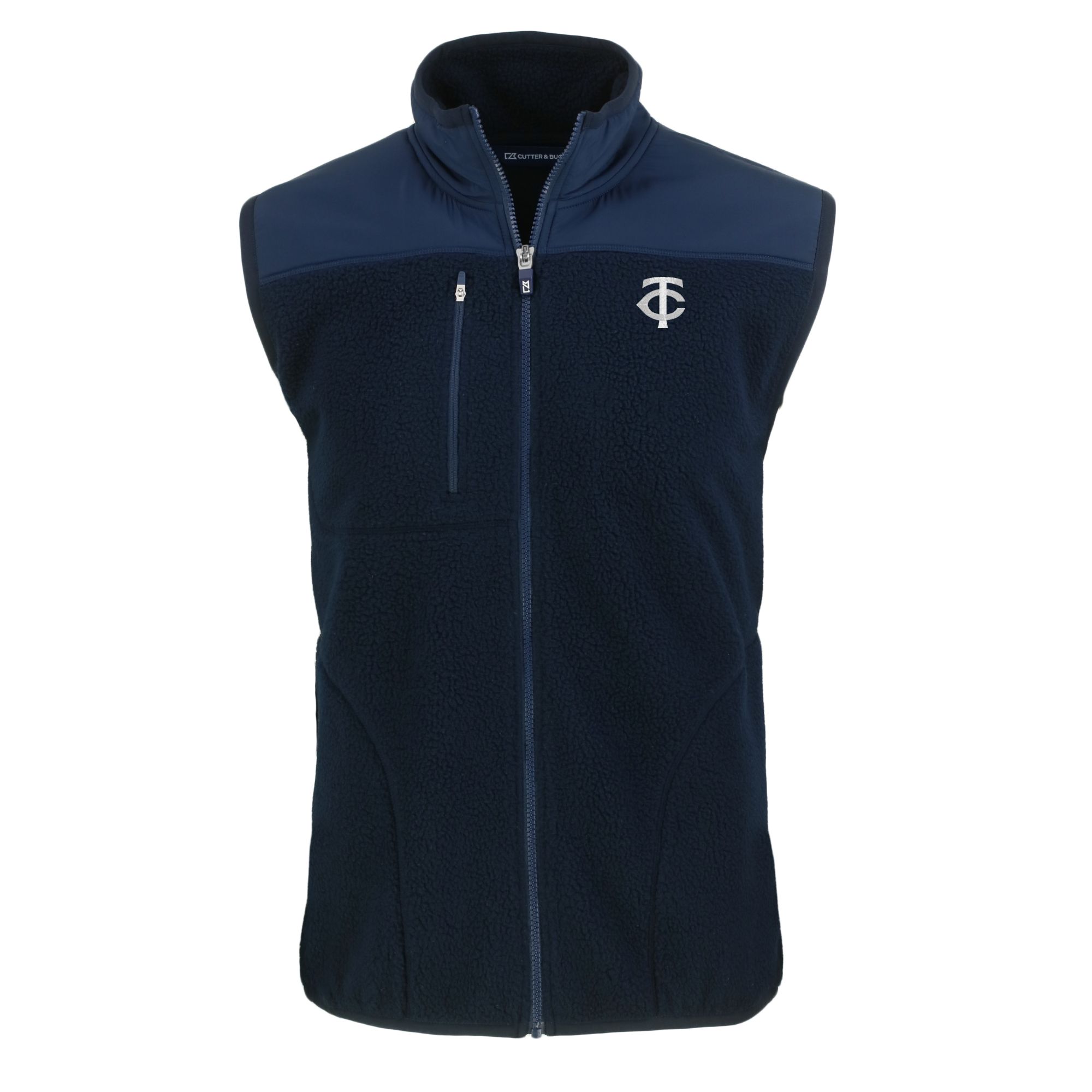Men's Cutter & Buck Navy Minnesota Twins Cascade Eco Fleece Full-Zip Vest - Image 6