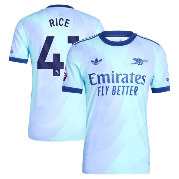 Men's adidas Originals Declan Rice Aqua Arsenal 2024/25 Third Authentic Player Jersey - Image 5