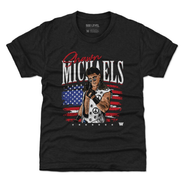 Youth 500 Level Heather Black Shawn Michaels American Flag Tri-Blend T-Shirt