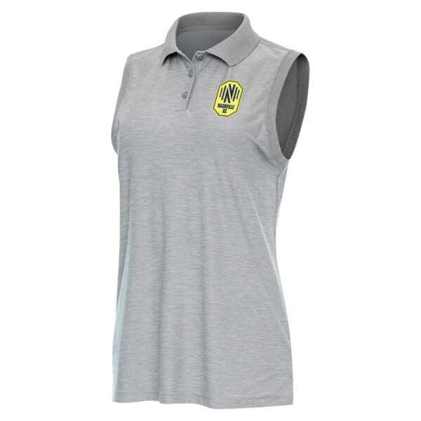 Women's Antigua Heather Gray Nashville SC Recap Sleeveless Polo