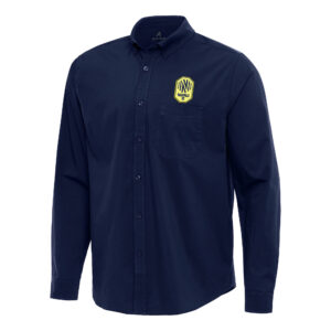 Men's Antigua Navy Nashville SC Flight Woven Tri-Blend Long Sleeve Button-Down Shirt