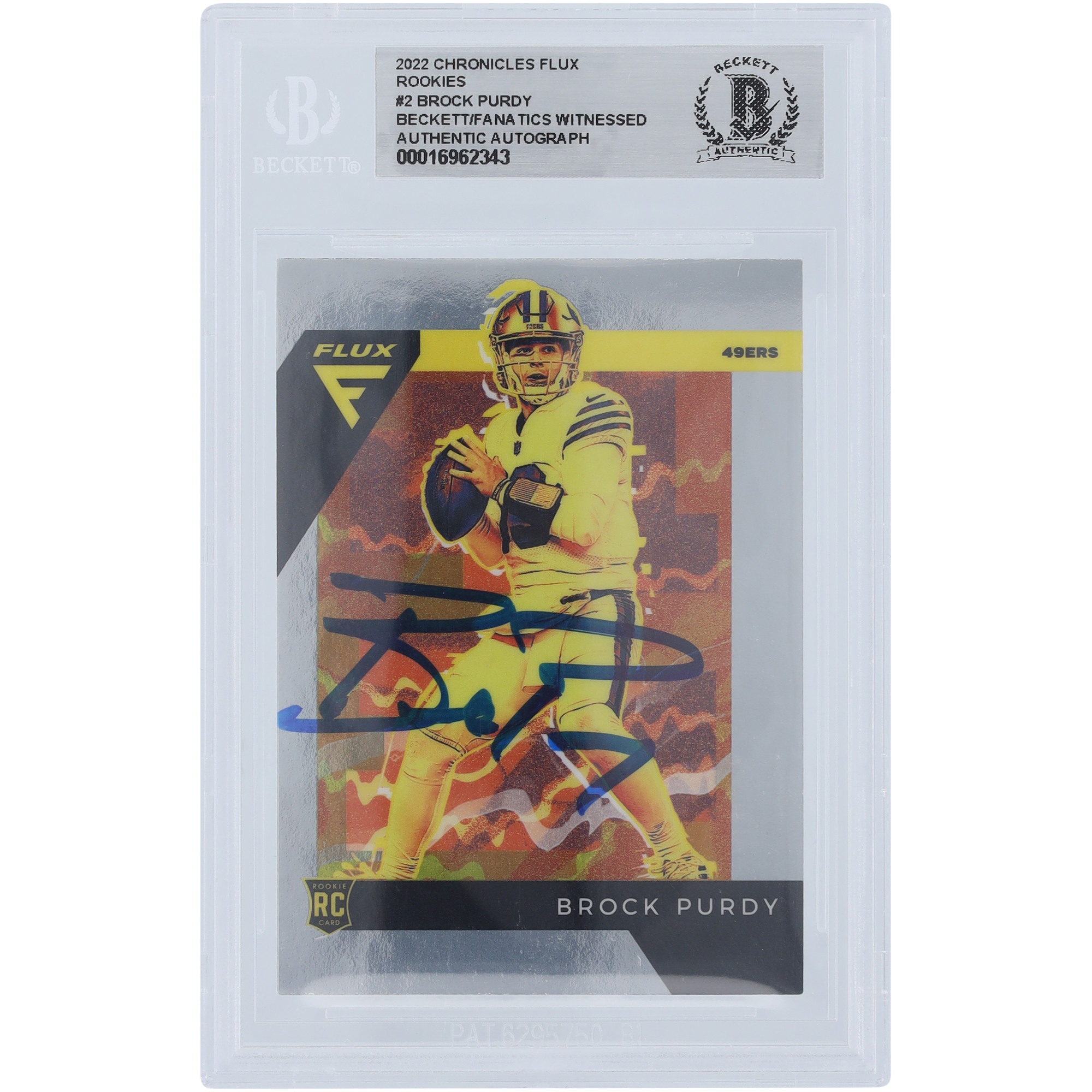 Brock Purdy San Francisco 49ers Autographed 2022 Panini Flux #FX-2 Beckett Fanatics Witnessed Authenticated Rookie Card - Image 6