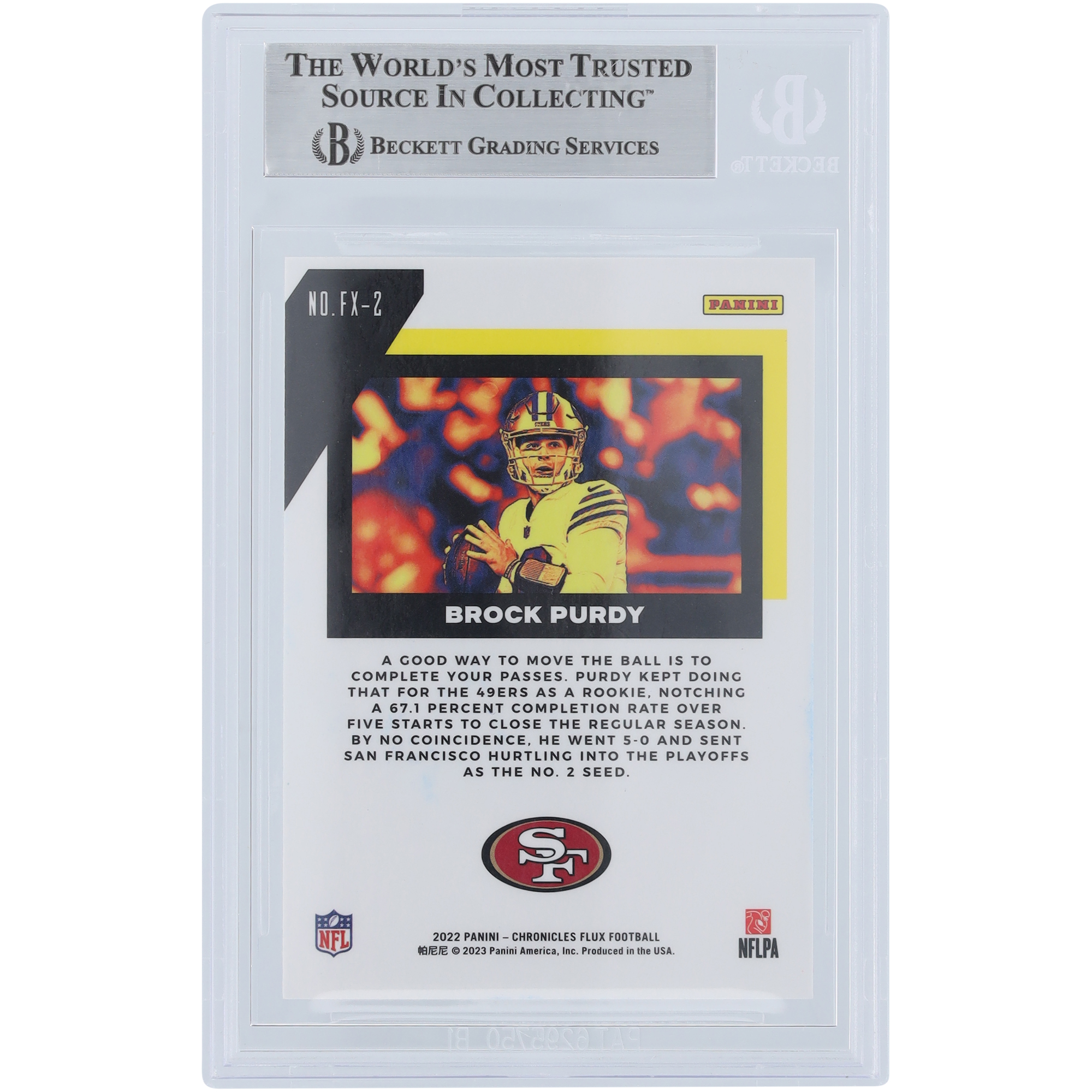 Brock Purdy San Francisco 49ers Autographed 2022 Panini Flux #FX-2 Beckett Fanatics Witnessed Authenticated Rookie Card - Image 7