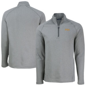 Men's Cutter & Buck Heather Gray Pittsburgh Pirates Peshastin Eco Fleece Recycled Raglan Quarter-Zip Top