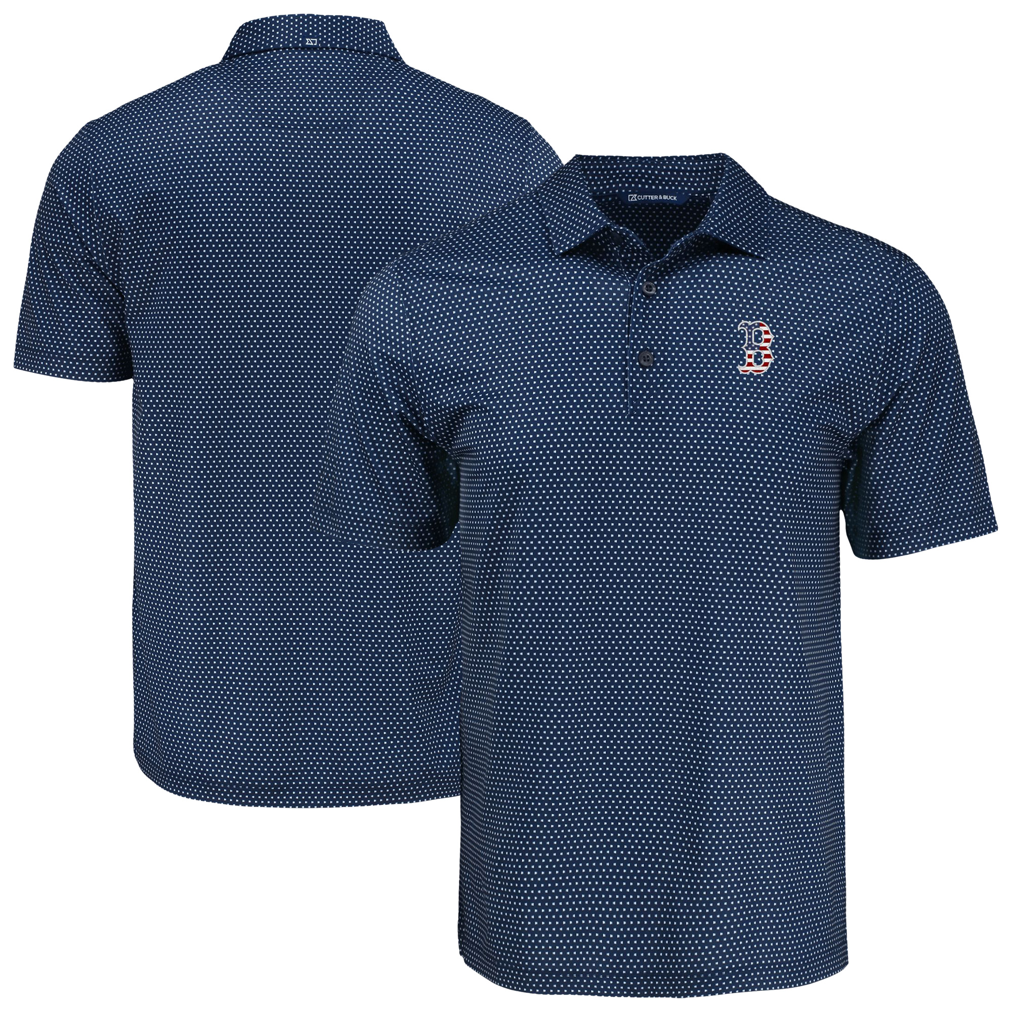 Men's Cutter & Buck Navy Boston Red Sox Pike Eco Shadow Check Print