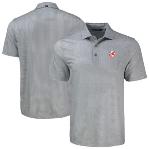 Men's Cutter & Buck Gray New York Yankees Big & Tall Pike Eco Shadow Check Print Polo