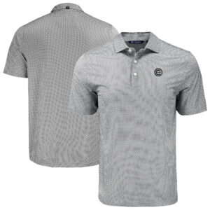 Men's Cutter & Buck Black Chicago Cubs Big & Tall Pike Eco Diamond Dot Print Polo