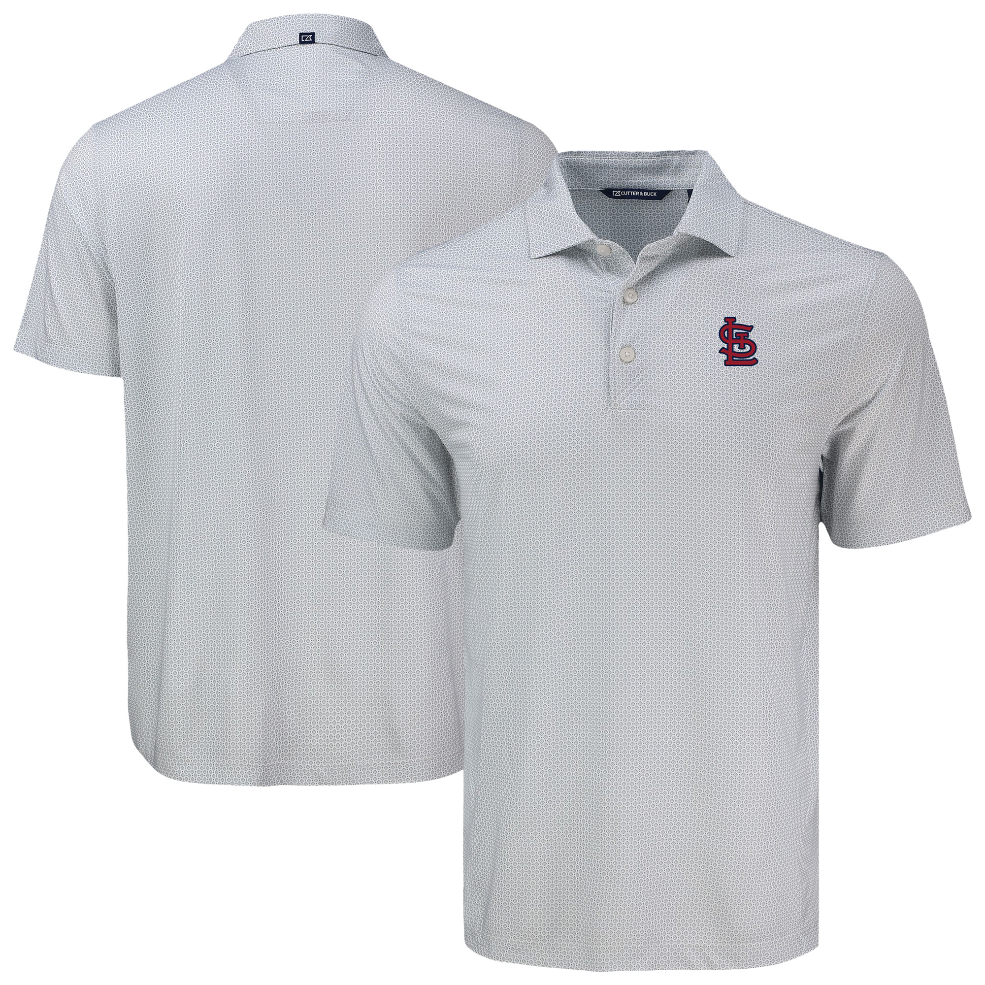 Men's Cutter & Buck Gray St. Louis Cardinals Big & Tall Pike Eco Diamond Dot Print Polo
