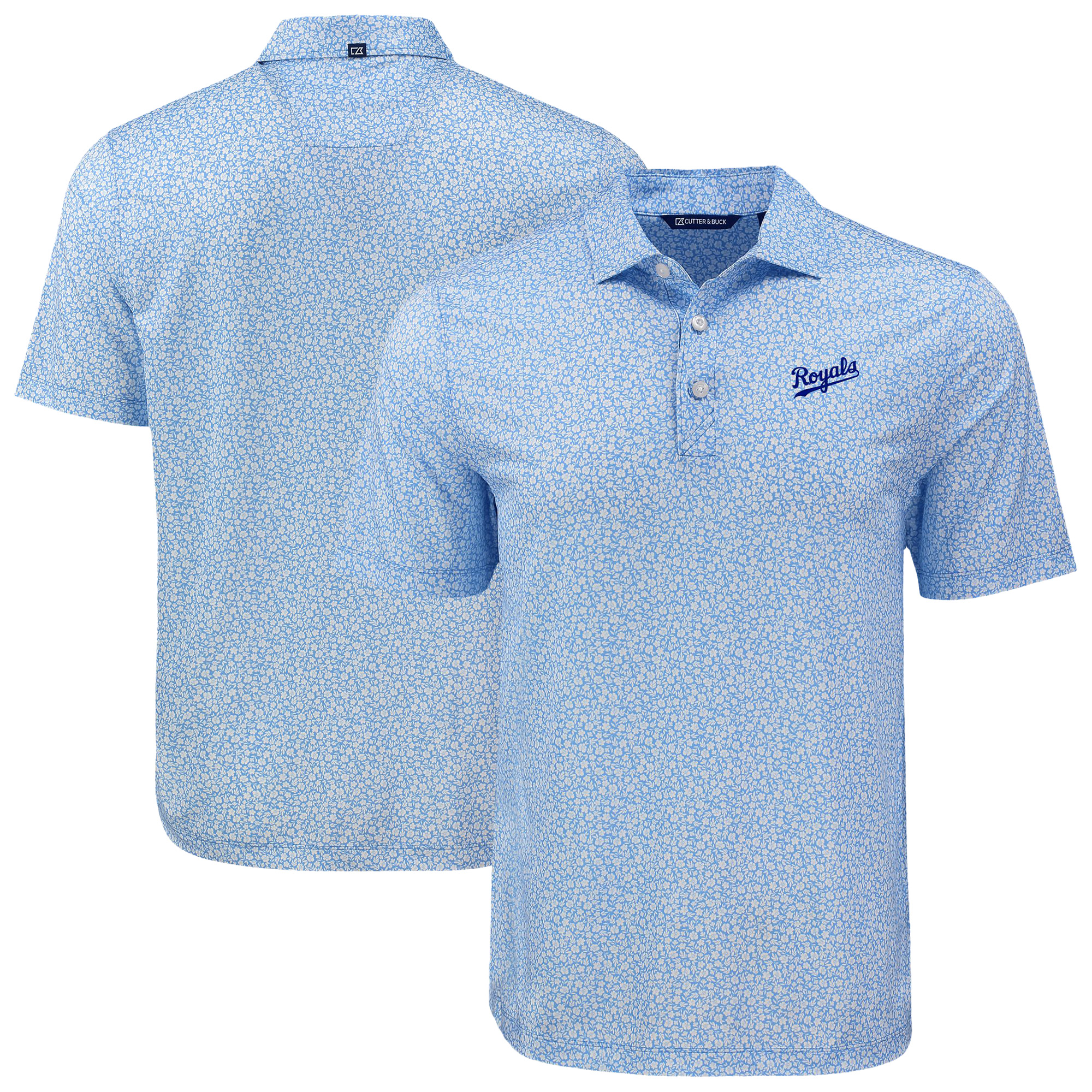 Men's Cutter & Buck Light Blue Kansas City Royals Big & Tall Pike Eco Flora Print Recycled Polo - Image 2