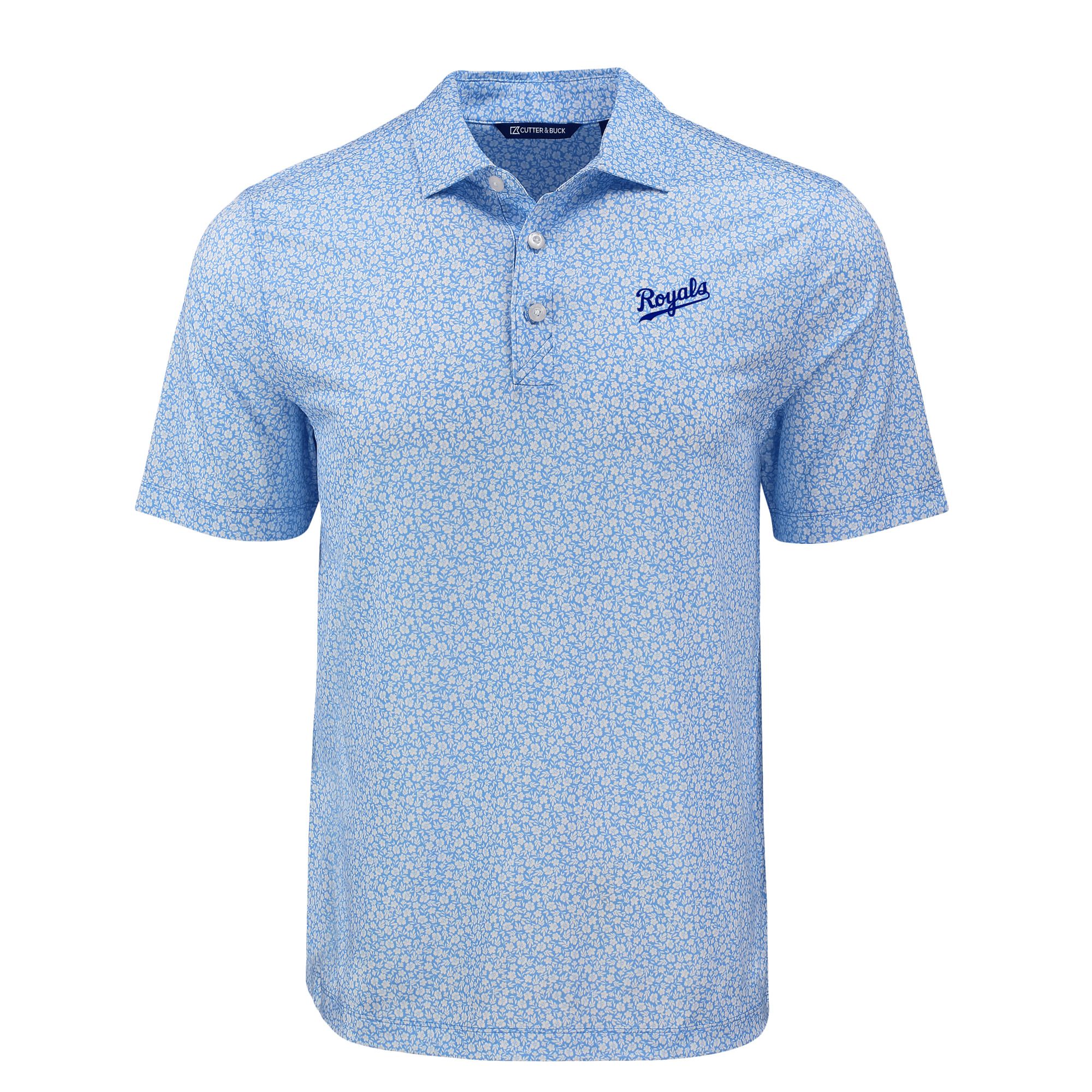 Men's Cutter & Buck Light Blue Kansas City Royals Big & Tall Pike Eco Flora Print Recycled Polo - Image 3