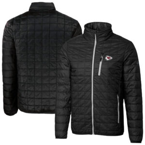 Men's Cutter & Buck Black Kansas City Chiefs Rainier PrimaLoft Eco Insulated Full-Zip Puffer Jacket