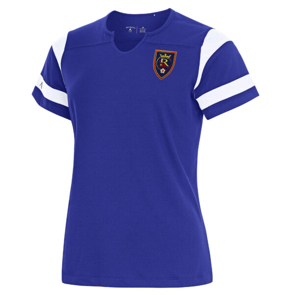 Women's Antigua Royal Real Salt Lake Encounter Notch Neck T-Shirt