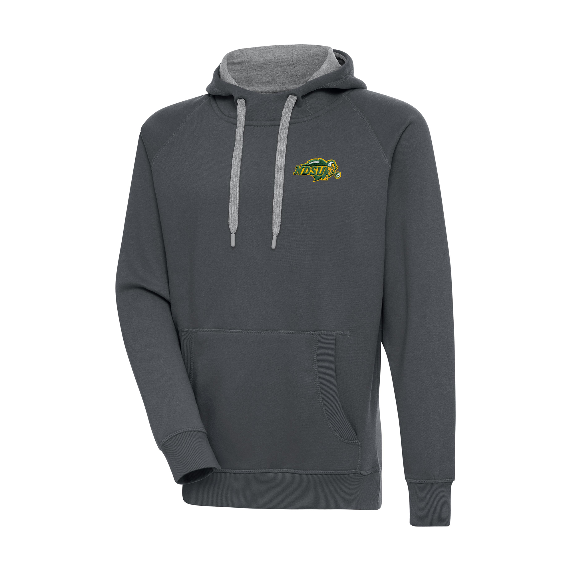Men's Antigua Charcoal NDSU Bison Big & Tall Victory Raglan Pullover Hoodie