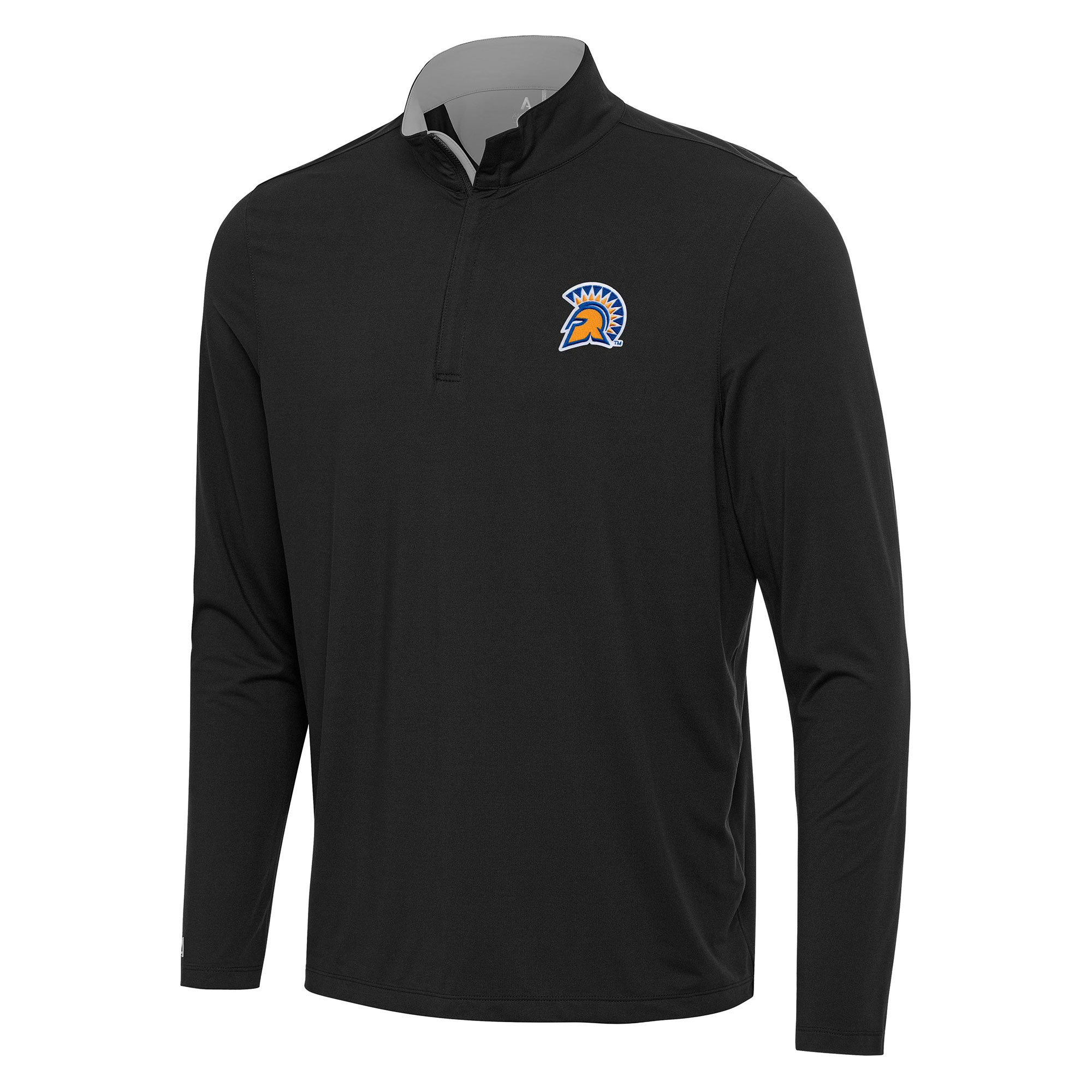 Men's Antigua Black/Gray San Jose State Spartans Content Quarter-Zip Pullover Top