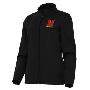 Women's Antigua Black Maryland Terrapins Links 2 Golf Full-Zip Jacket
