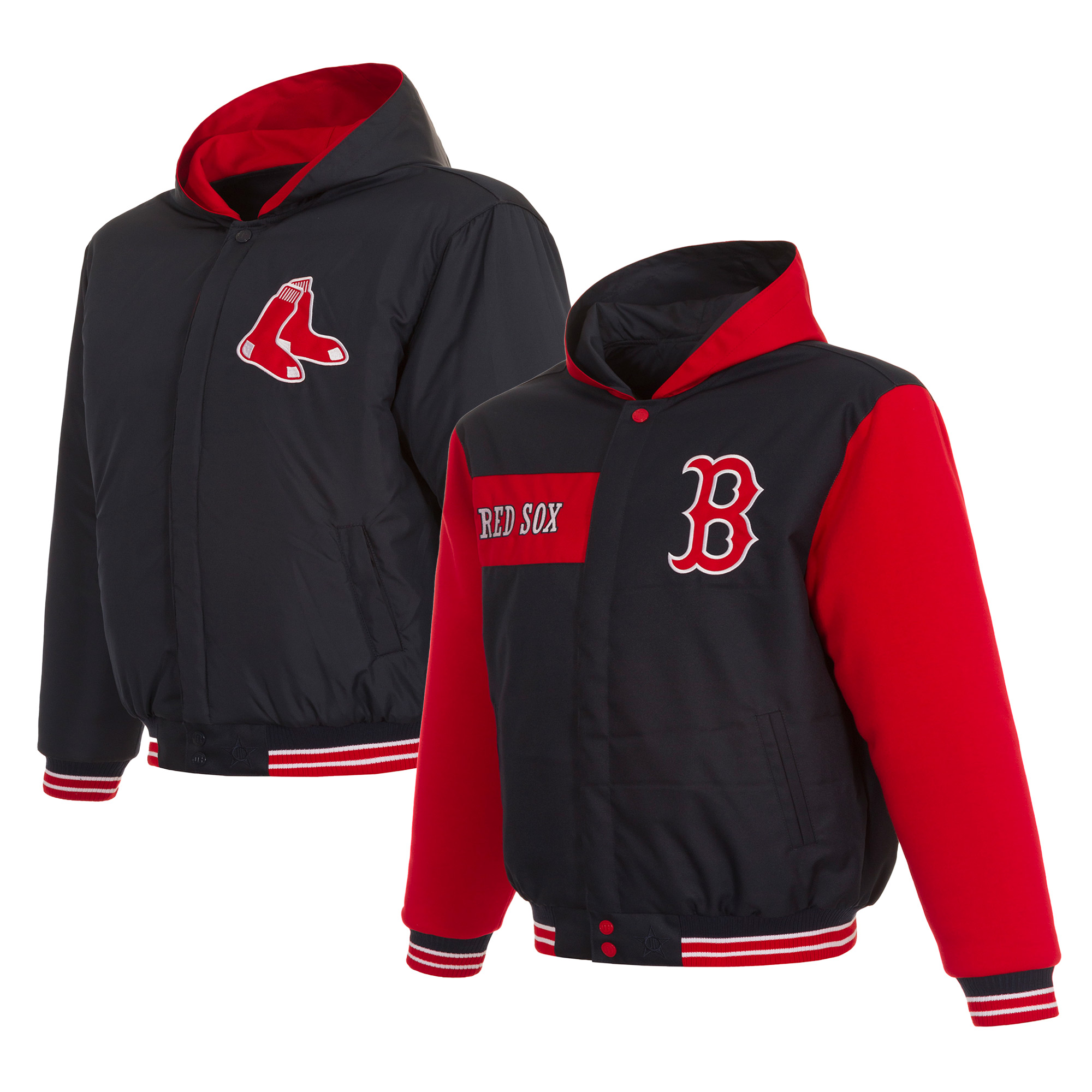 Toddler JH Design Navy Boston Red Sox Reversible Fleece Full-Zip Hoodie Jacket