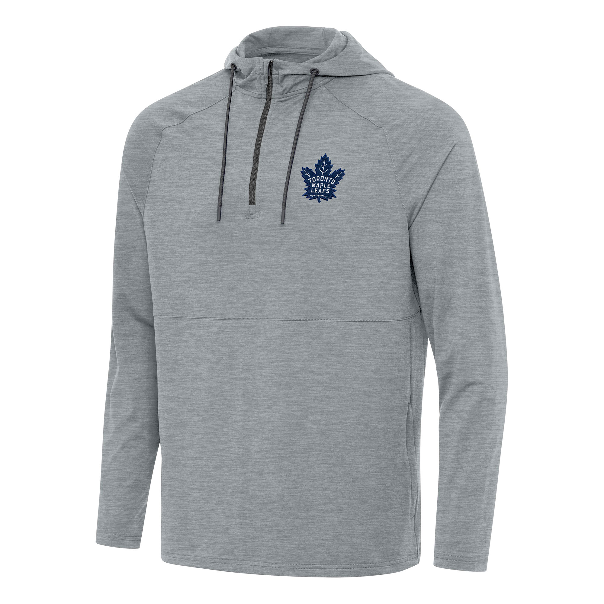 Men's Antigua Heather Gray Toronto Maple Leafs Spikes Quarter-Zip Hoodie