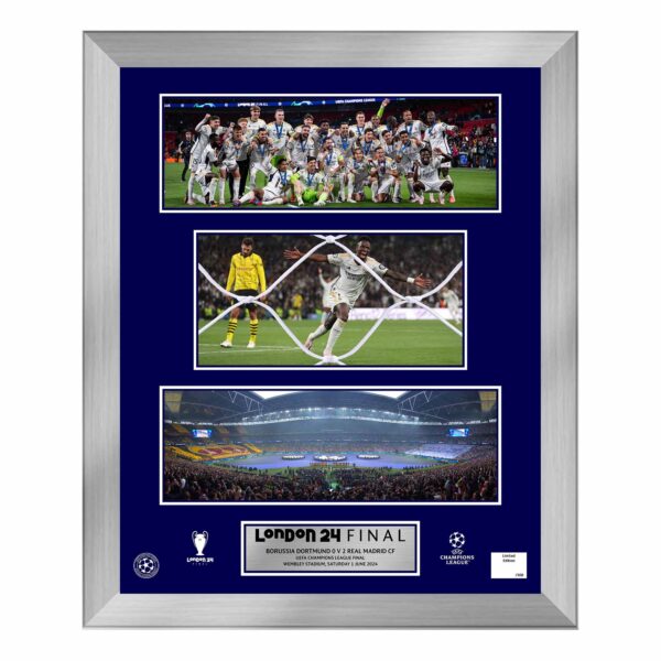 Real Madrid UEFA Champions League 2024 Champions Framed 16" x 20" Collage with a Piece of Game-Used Net - Limited Edition of 500