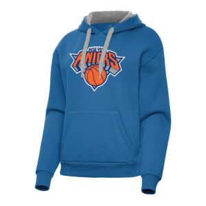 Women's Antigua Blue New York Knicks Victory Pullover Hoodie