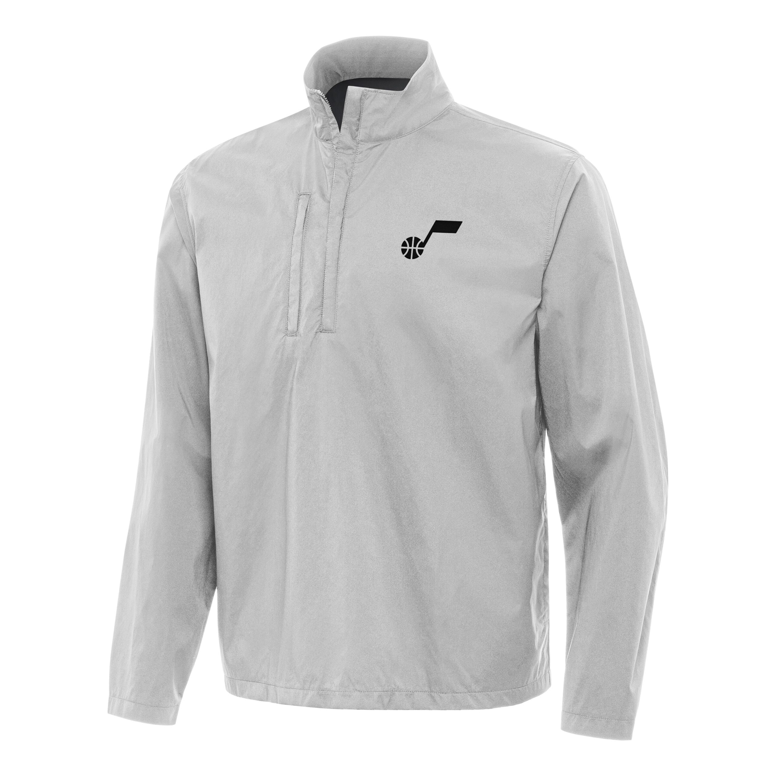 Men's Antigua Heather Gray Utah Jazz Brisk Quarter-Zip Windbreaker
