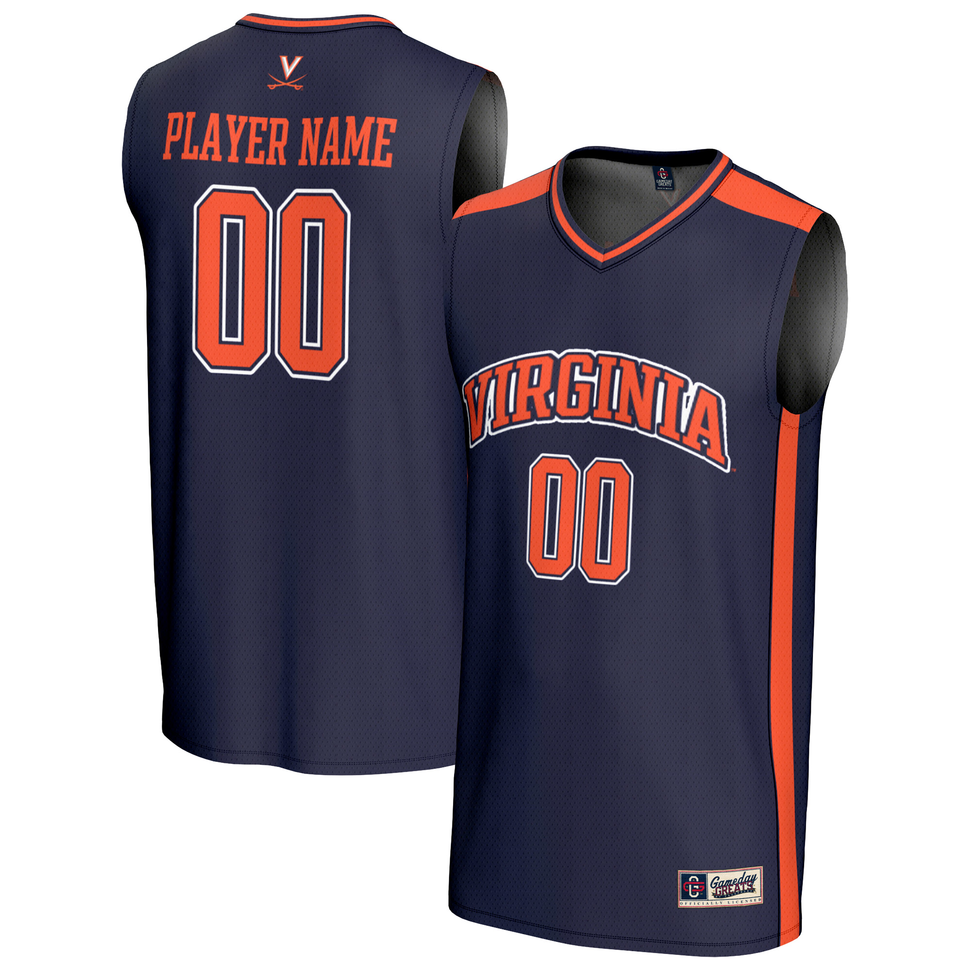 Youth GameDay Greats Navy Virginia Cavaliers NIL Pick-A-Player Lightweight Basketball Fashion Jersey
