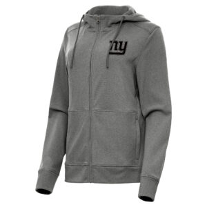 Women's Antigua  Heather Black New York Giants Seeker Full-Zip Hoodie Jacket