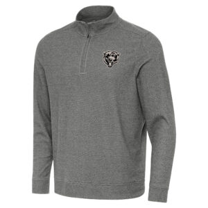 Men's Antigua  Heather Black Chicago Bears Subtle Quarter-Zip Top