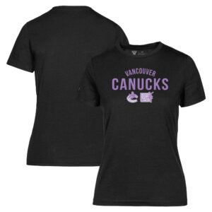 Women's Levelwear Black Vancouver Canucks Hockey Fights Cancer Maddox Resilient T-Shirt