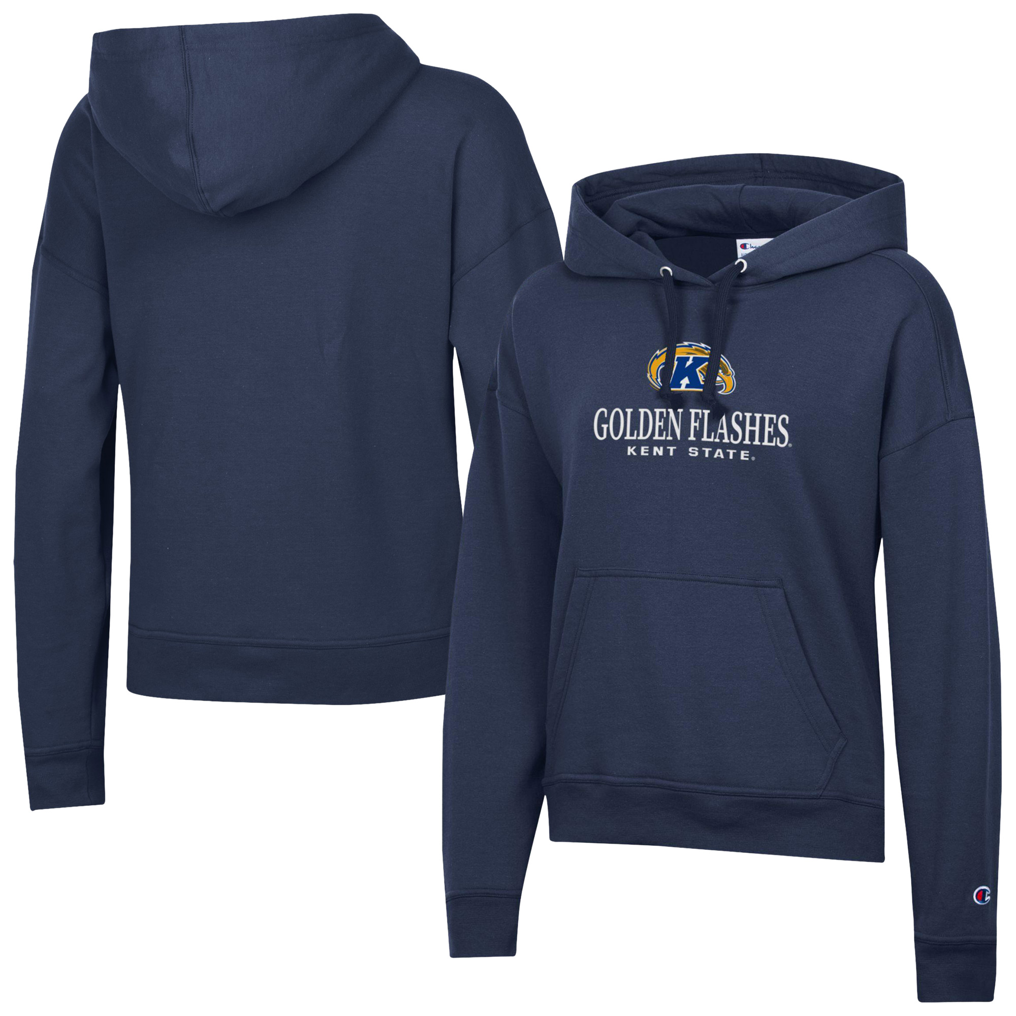 Women's Champion Navy Kent State Golden Flashes Powerblend Fleece Pullover Hoodie