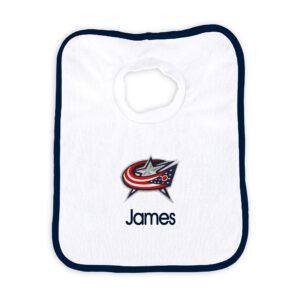 Newborn & Infant White Columbus Blue Jackets Personalized Bib