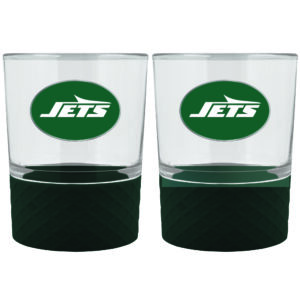 New York Jets 2-Pack 14oz. Rocks Glass Set with Silcone Grip