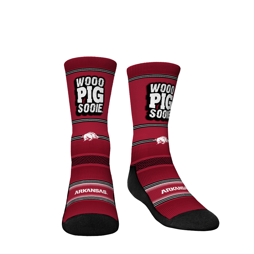 Youth Rock Em Socks Arkansas Razorbacks Team Slogan Crew Socks