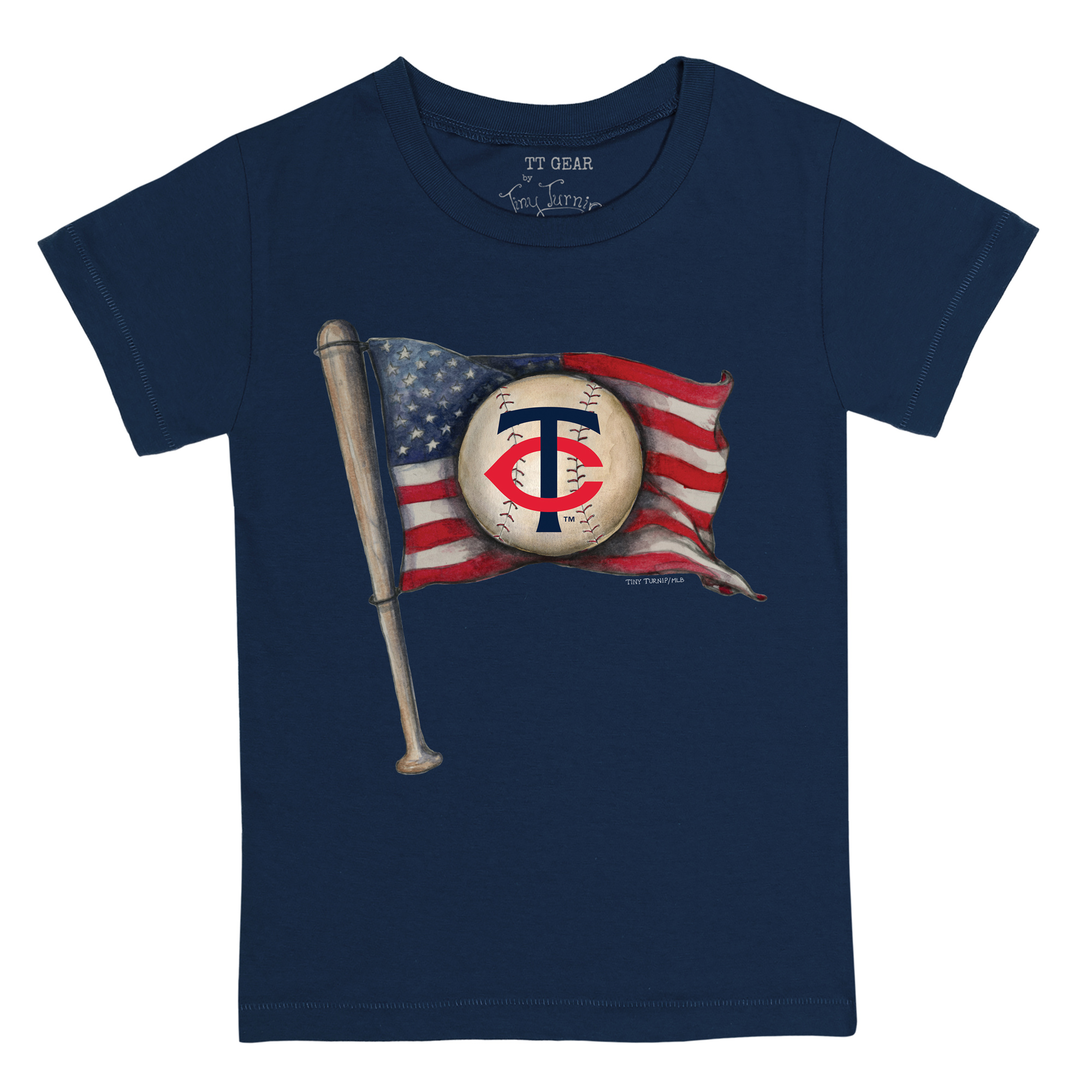 Toddler Tiny Turnip Navy Minnesota Twins Baseball Flag T-Shirt - Image 6