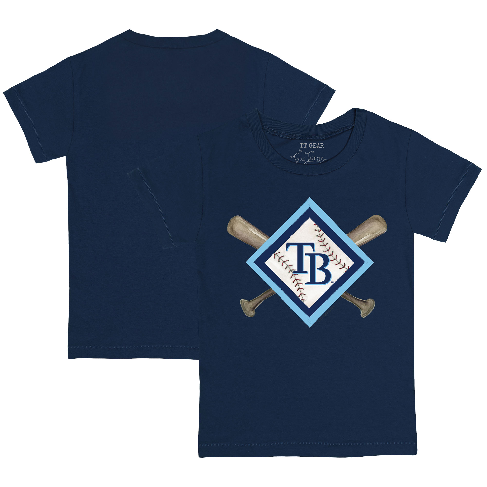 Toddler Tiny Turnip Navy Tampa Bay Rays Diamond Cross Bats T-Shirt - Image 2