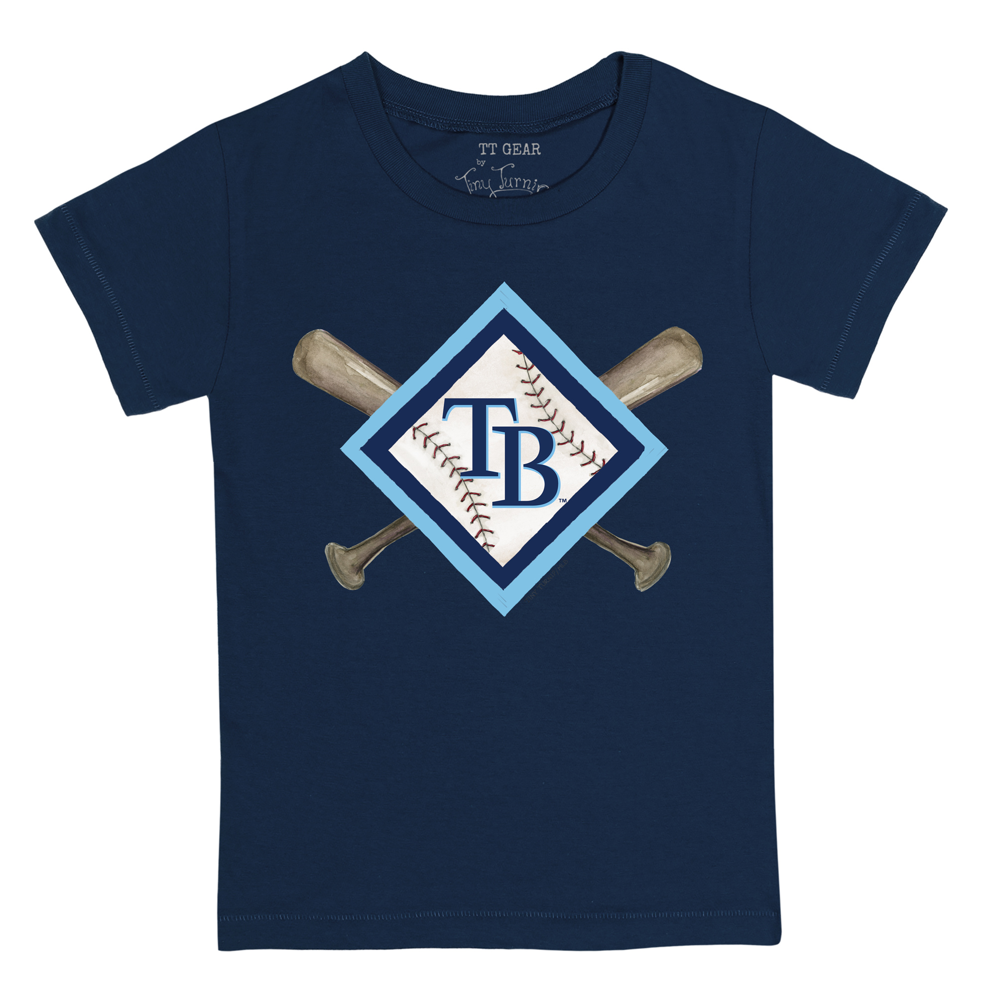 Toddler Tiny Turnip Navy Tampa Bay Rays Diamond Cross Bats T-Shirt - Image 6