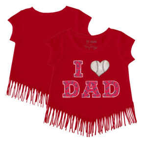 Girls Toddler Tiny Turnip Red Los Angeles Angels I Love Dad Fringe T-Shirt