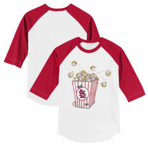 Toddler Tiny Turnip White/Red St. Louis Cardinals Popcorn 3/4-Sleeve Raglan T-Shirt
