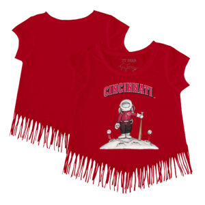 Girls Youth Tiny Turnip Red Cincinnati Reds Astronaut Fringe T-Shirt