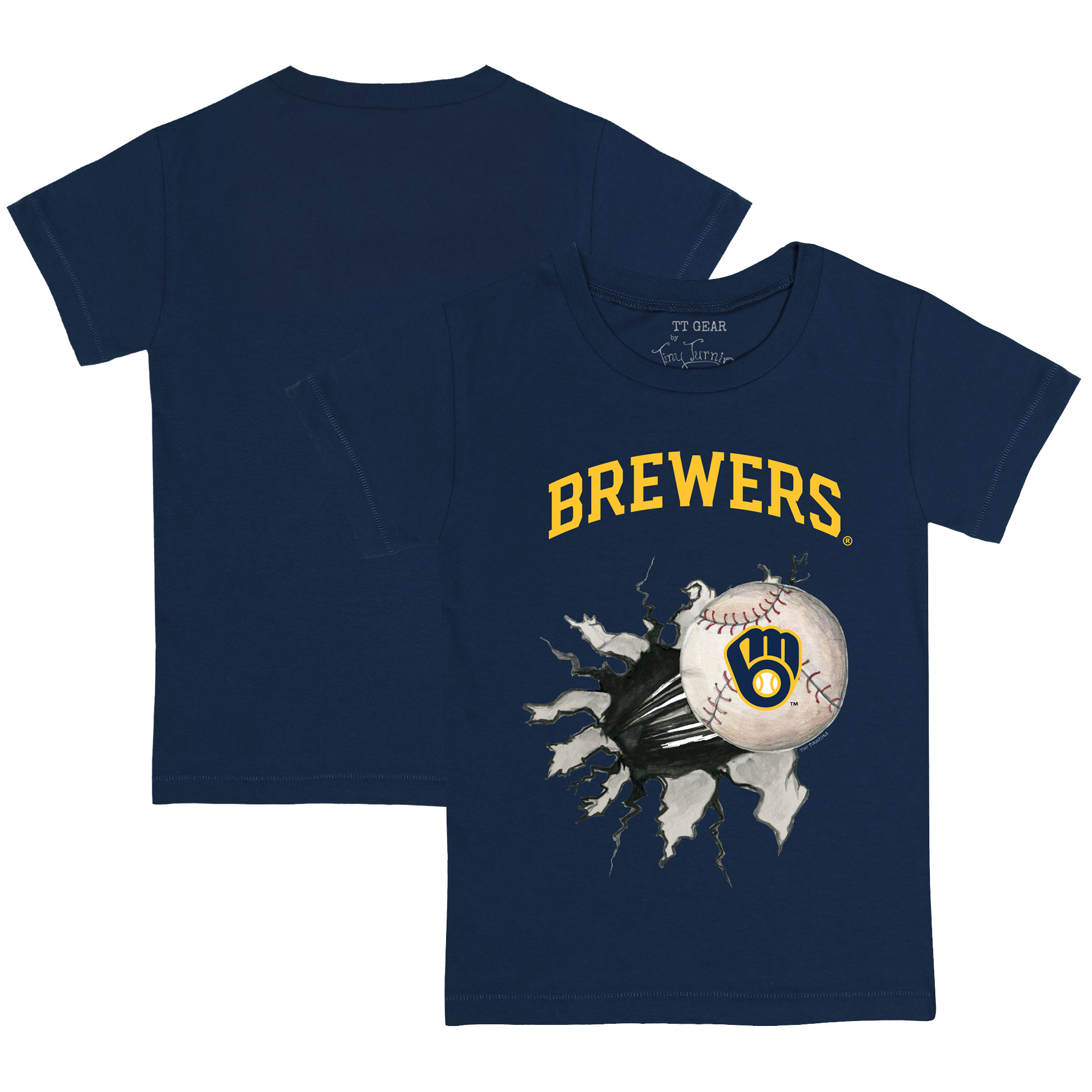Youth Tiny Turnip Navy Milwaukee Brewers Baseball Tear T-Shirt - Image 2