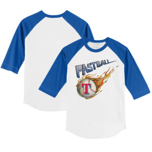 Youth Tiny Turnip White/Royal Texas Rangers Fastball 3/4-Sleeve Raglan T-Shirt