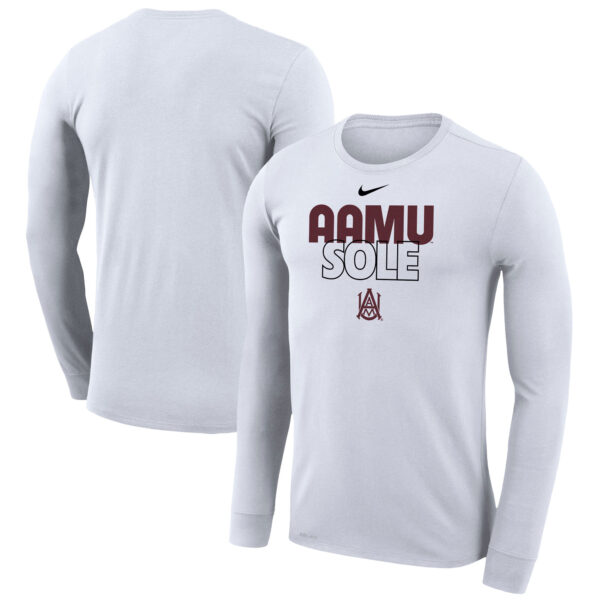 Nike  White Alabama A&M Bulldogs 2023 On Court Bench Long Sleeve T-Shirt - Image 2