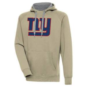 Men's Antigua  Khaki New York Giants Primary Logo Victory Pullover Hoodie