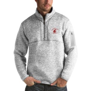 Men's Antigua Gray Washington State Cougars Fortune Half-Zip Sweatshirt