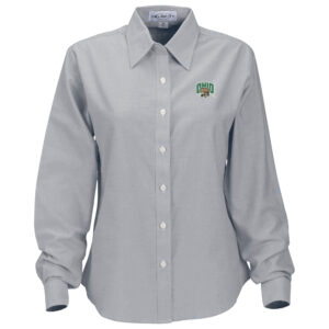 Women's Gray Ohio Bobcats Velocity Oxford Plus Size Button-Up Long Sleeve Shirt