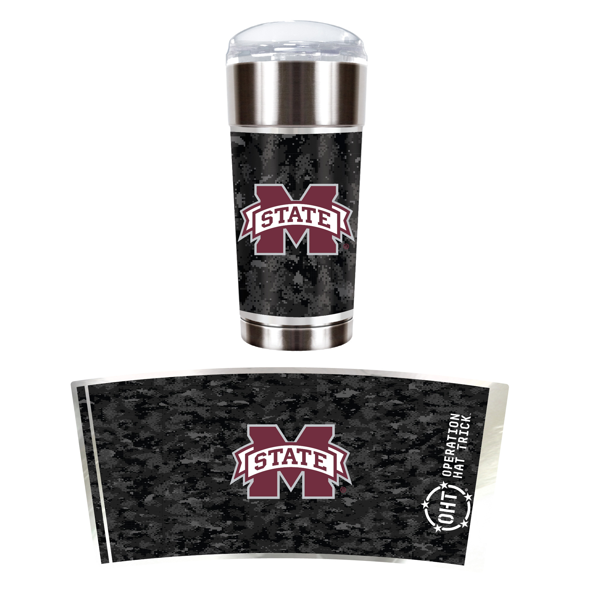 Silver Mississippi State Bulldogs OHT Military Appreciation 24oz. Vacuum-Insulated Travel Tumbler - Image 5