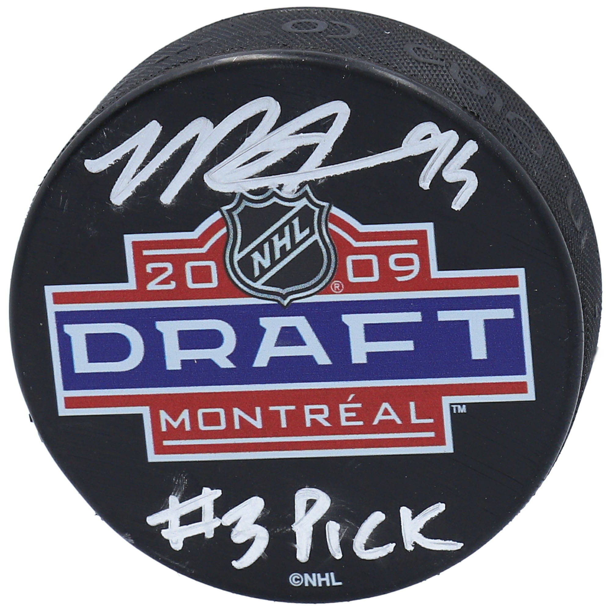 Matt Duchene Nashville Predators Autographed 2009 NHL Draft Logo Hockey Puck with "#3 Pick" Inscription