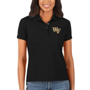 Women's Antigua Black Wake Forest Demon Deacons Legacy Pique Polo