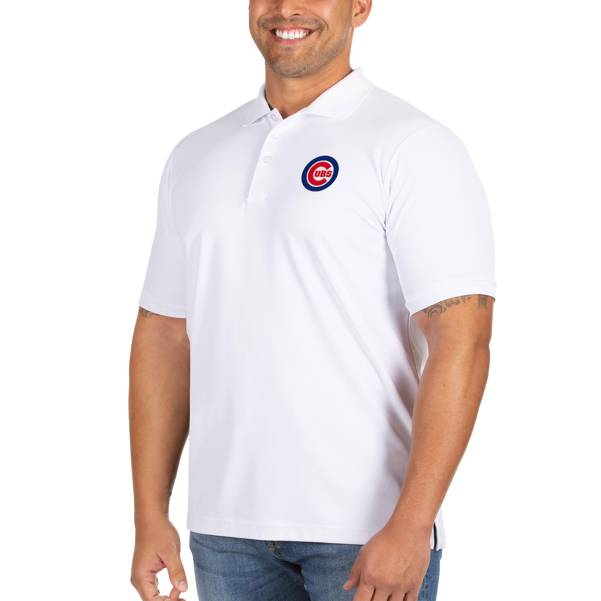Men's Antigua White Chicago Cubs Big & Tall Legacy Pique Polo