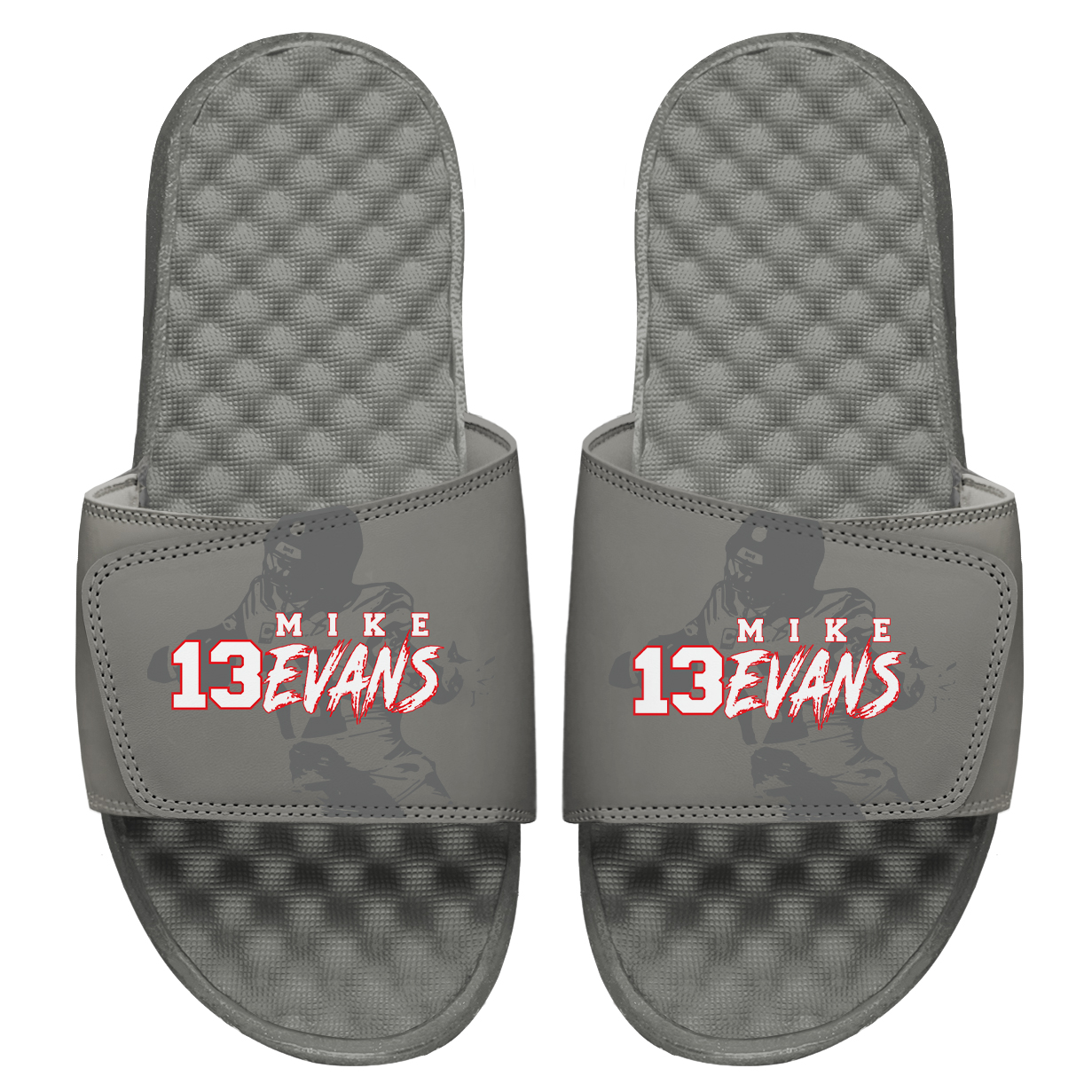Men's ISlide Mike Evans Gray Tampa Bay Buccaneers NFLPA Tonal Pop Slide Sandals